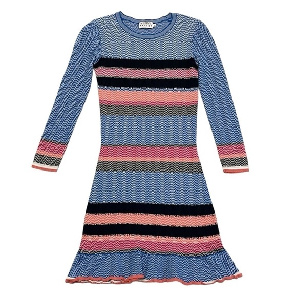 Tanya Taylor Sweater Dress Women's XS Extra Small Blue Striped Long Sleeve Midi - Picture 4 of 16